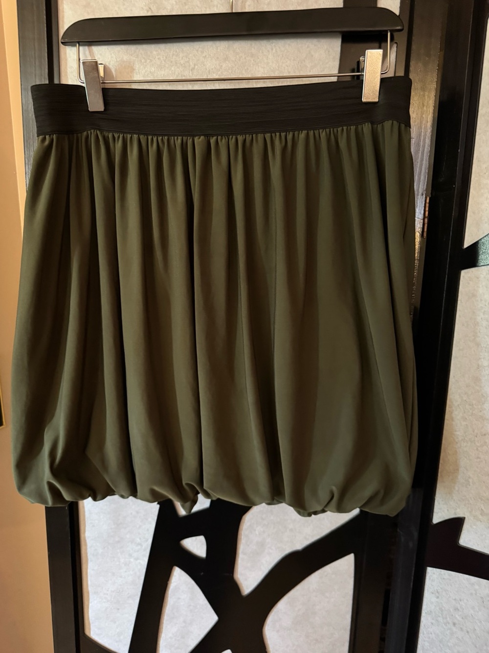 Ricki's Olive Bubble Hem Skirt with Black Waistband